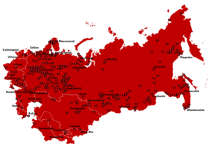 English: Location map of soviet Gulag system concentration camps  (Photo credit: Wikipedia)