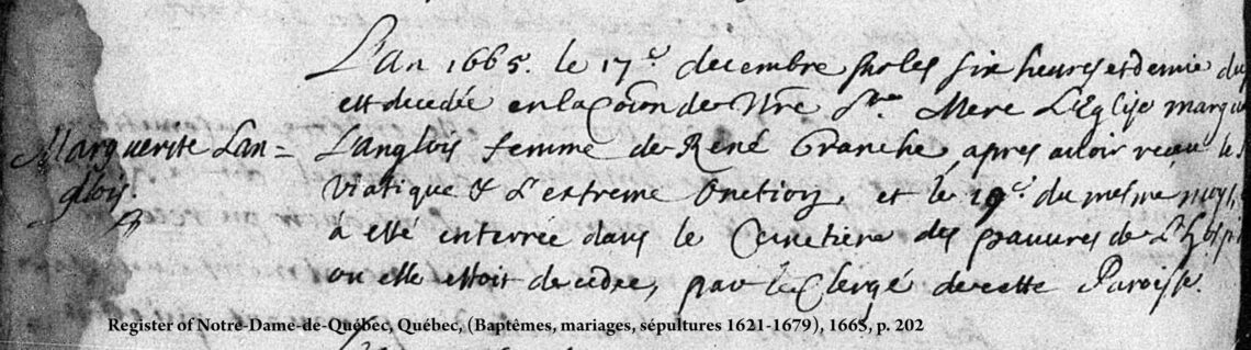 Marguerite Langlois 1665 Death