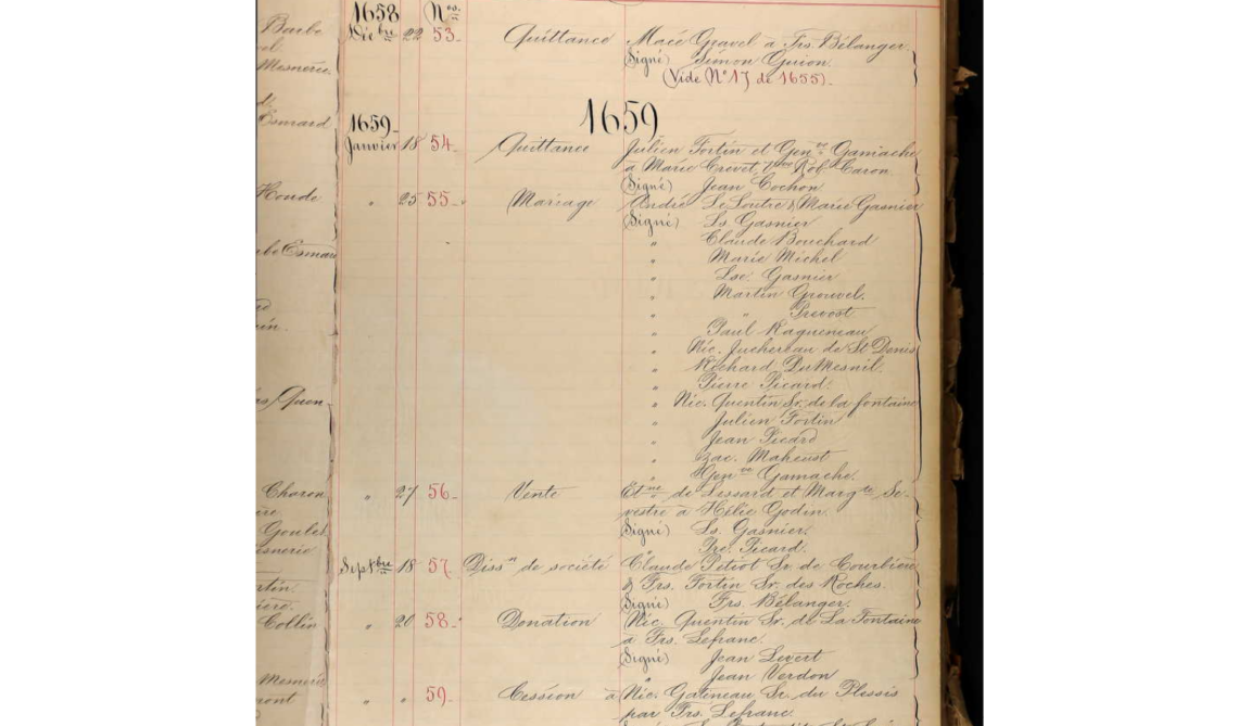 Marie Gasnier & Andre LeLoutre Marriage Contract 1659