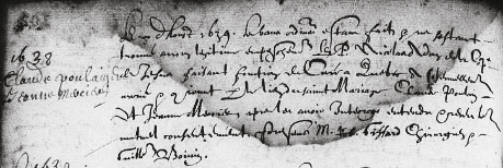 Marriage: Jeanne Mercier & Claude Poulain 1639