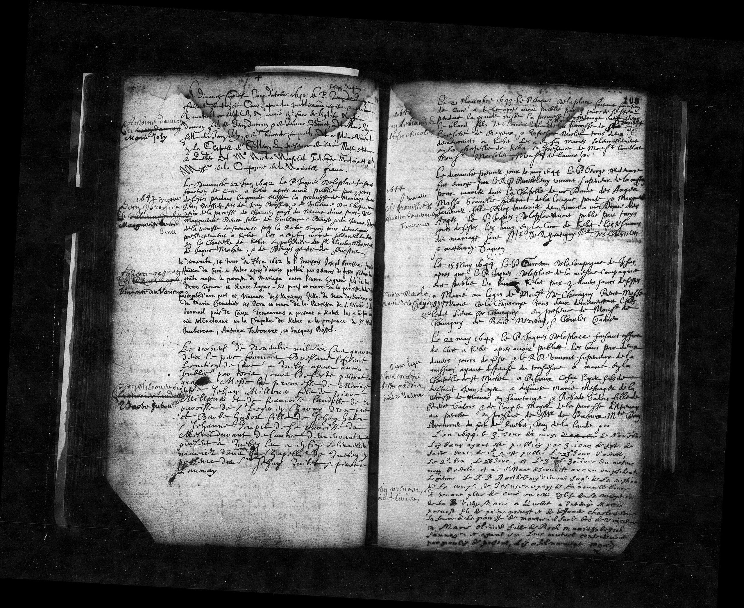 Marriage: Martin Prévost & Marie Manitouabeouich 1644