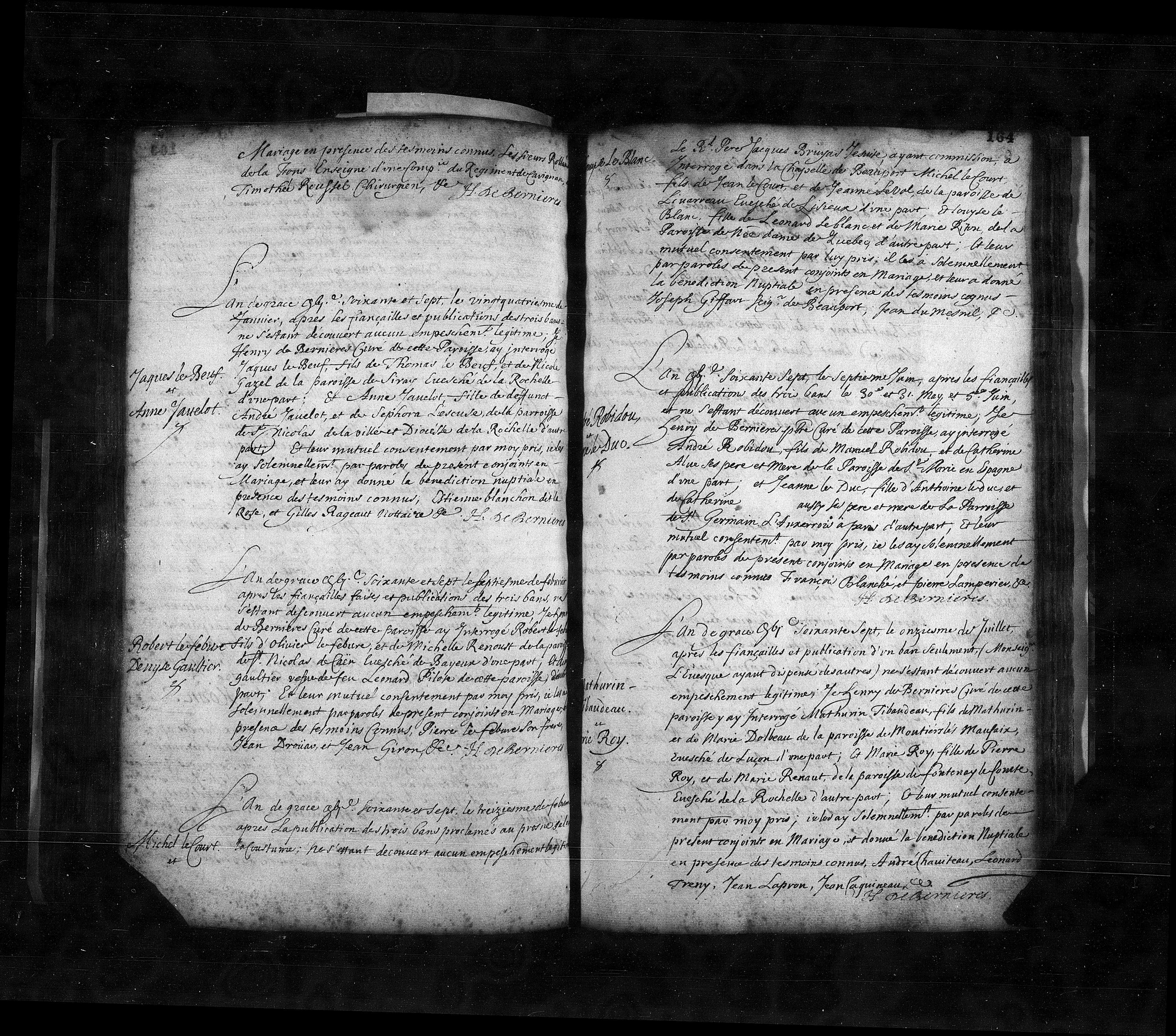 Robidou-Denote Marriage 7 Jun 1667