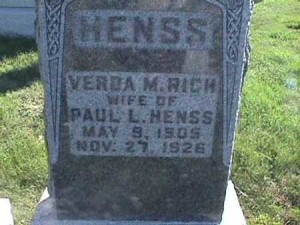 Verda Marie Rich Henss Grave
