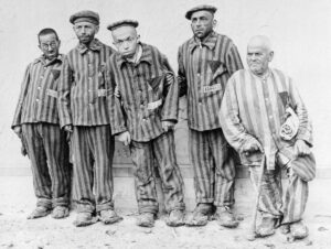 In the Buchenwald concentration camp, the physically and mentally ill were systematically murdered. The Nazis regarded people with disabilities as biologically inferior. The picture shows a group of developmentally disabled Jews who were prisoners in Buchenwald. The photo was taken in 1938.Disabled Jews By the United States Holocaust Memorial Museum. License: Fallen in the open (Public domain)